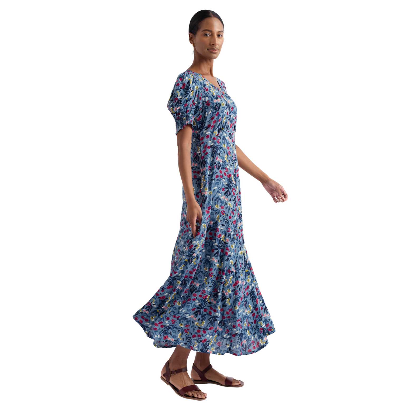 Seasalt Cornwall Marsh Violet Dress - Spring Stems Seascape Mix